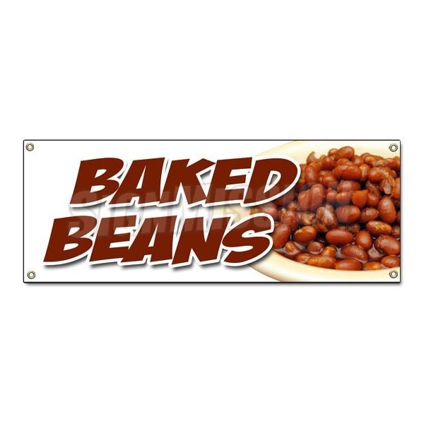 BAKED BEANS BANNER SIGN slo slow cooked hot dogs brown sugar bacon